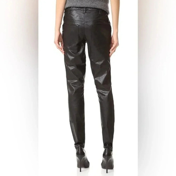 One Teaspoon Faux Leather Pants Leggings Black Skinny Straight Leg slit knee XS - Picture 16 of 16